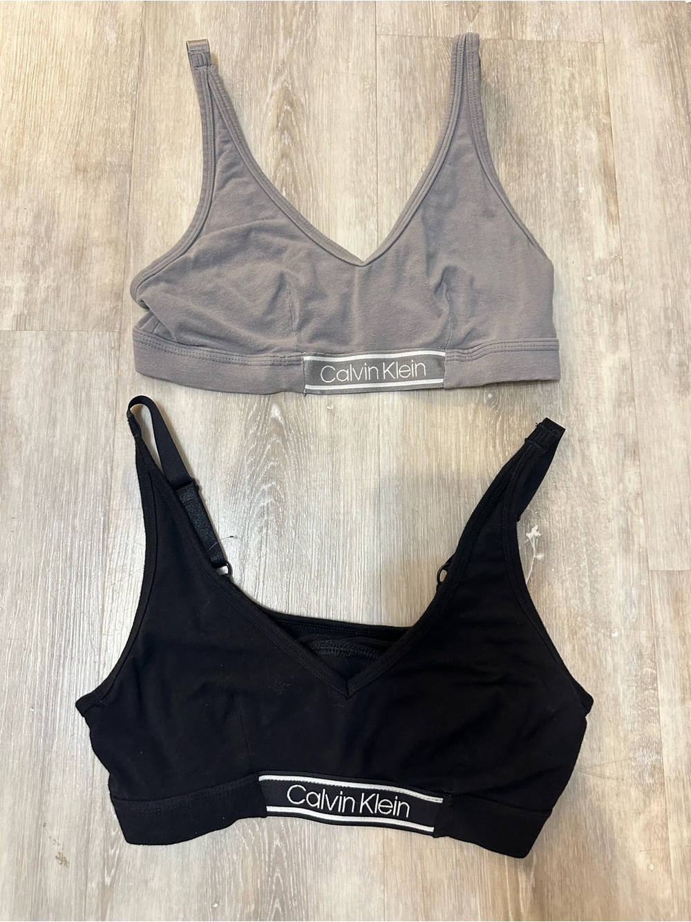 Calvin Klein Two-Pack, Wireless Bralettes, Black and Grey, Size Small